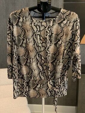 Joseph Ribkoff Snake Print Top in Black, Cream, Tan